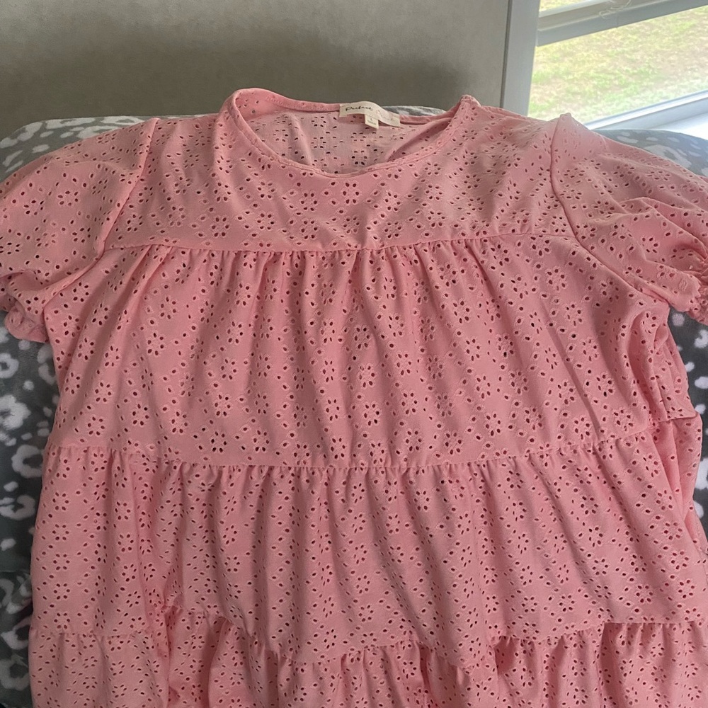Pink Eyelet Tiered top
